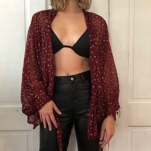 free people semi sheer kimono with stars